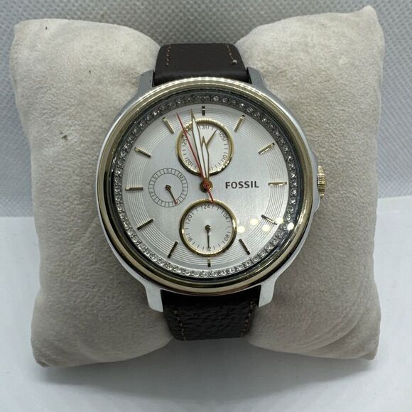 Fossil ES3523 Womens Black Leather Analog Dial Quartz Genuine Wrist Watch AEA430 - Picture 1 of 11